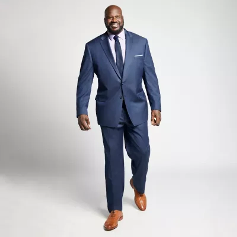 Shaquille O'Neal XLG Mens Big and Tall Stretch Fabric Regular Fit Flat Front Suit Pant