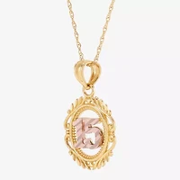Womens White Cubic Zirconia 14K Two Tone Gold Oval Pendant Necklace