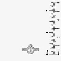 DiamonArt® Womens White Cubic Zirconia Sterling Silver Pear Engagement Ring