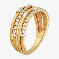 (H-I / Si1-Si2) Womens 2.5MM 1/2 CT. T.W. Lab Grown White Diamond 14K Gold Over Silver Sterling Band