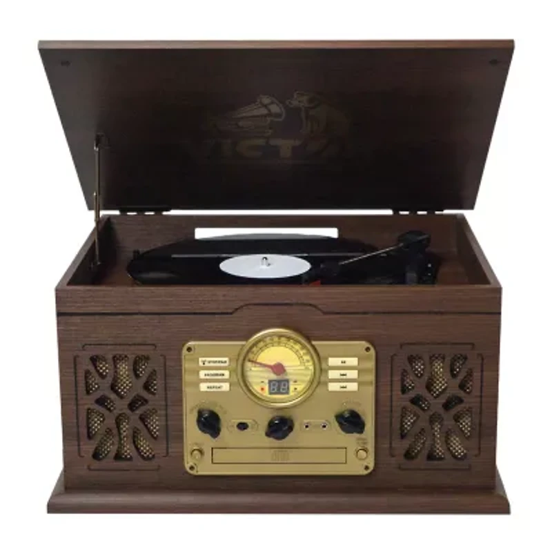 Victor state 7-in-1 espresso wood music Turntable