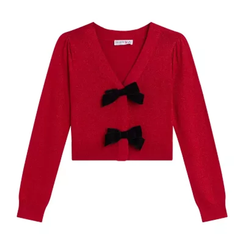 Byer California Little & Big Kid Girls V Neck Long Sleeve Button Cardigan