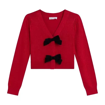 Byer California Little & Big Kid Girls V Neck Long Sleeve Button Cardigan