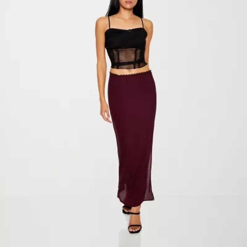 Forever 21 Womens High Rise Long Juniors Flared Skirt