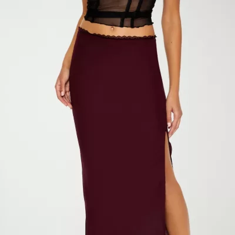 Forever 21 Womens High Rise Long Juniors Flared Skirt