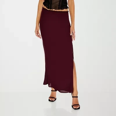 Forever 21 Womens High Rise Long Juniors Flared Skirt