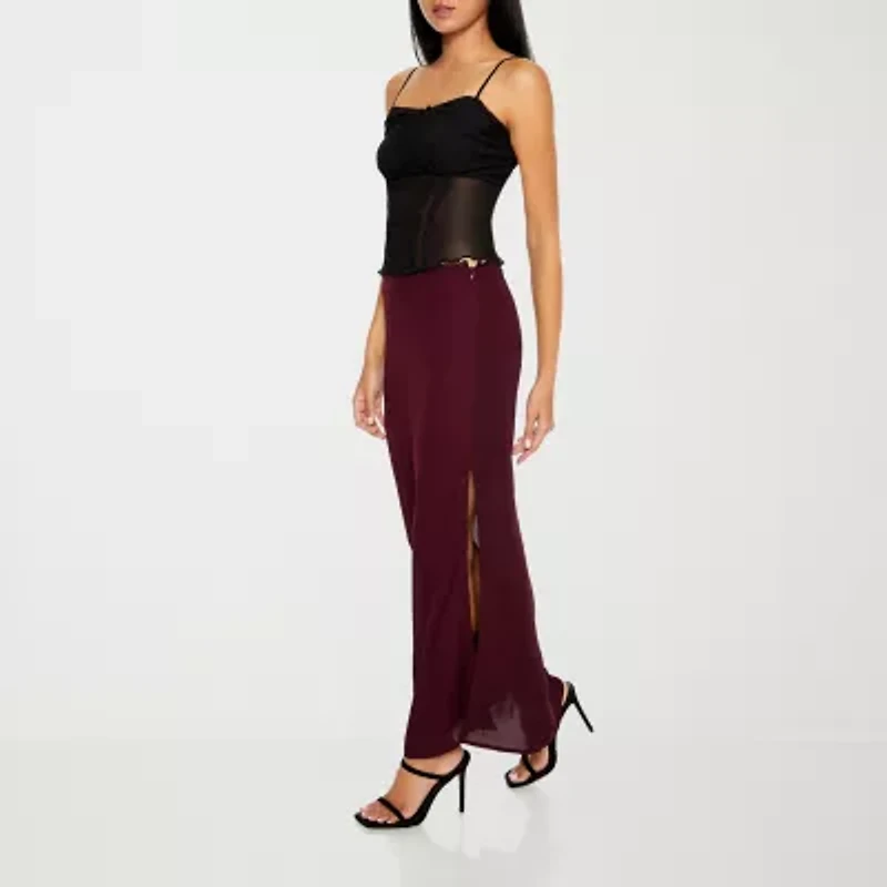 Forever 21 Womens High Rise Long Juniors Flared Skirt