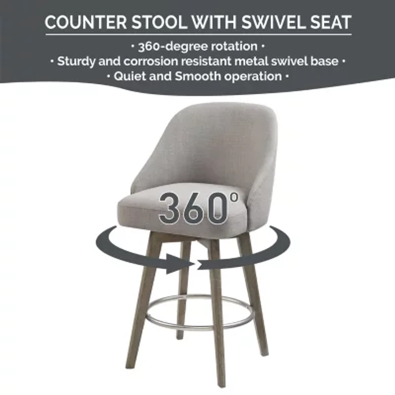 Madison Park Walsh Counter Height Upholstered Swivel Bar Stool