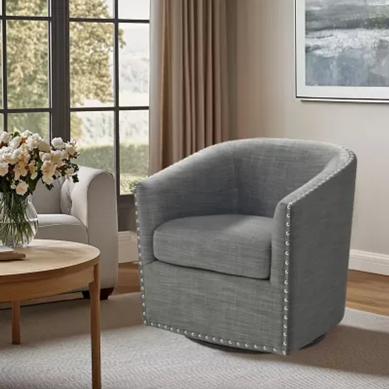 Madison Park Memo Living Room Collection Swivel Upholstered Armchair