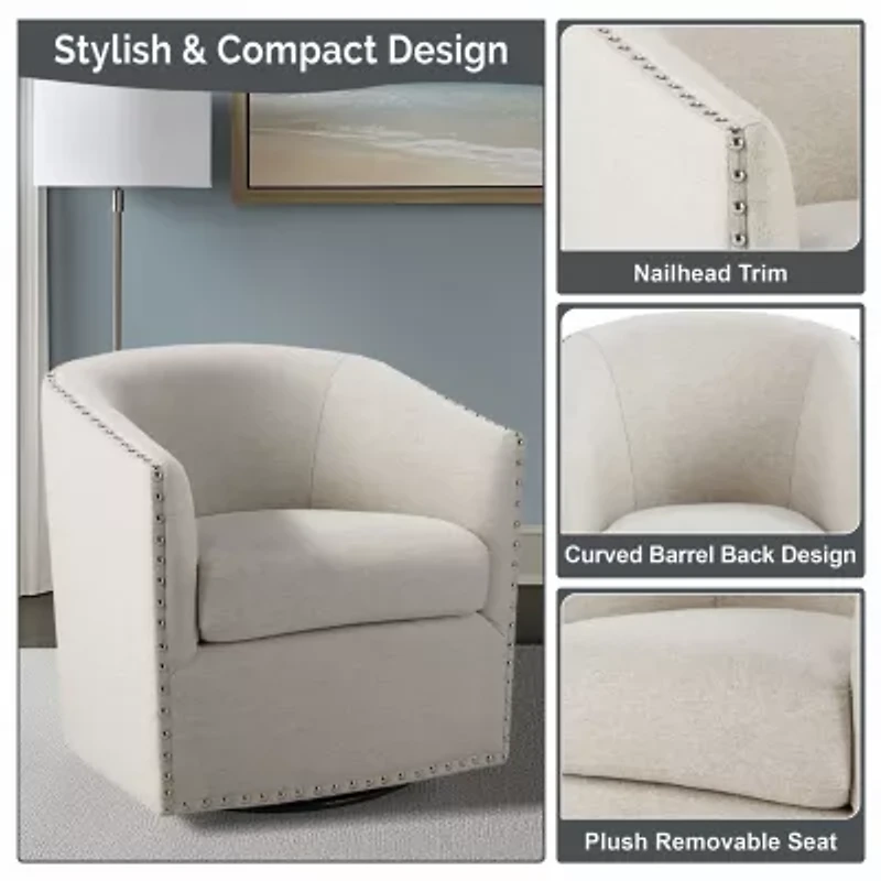 Madison Park Memo Living Room Collection Swivel Upholstered Armchair