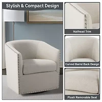 Madison Park Memo Living Room Collection Swivel Upholstered Armchair