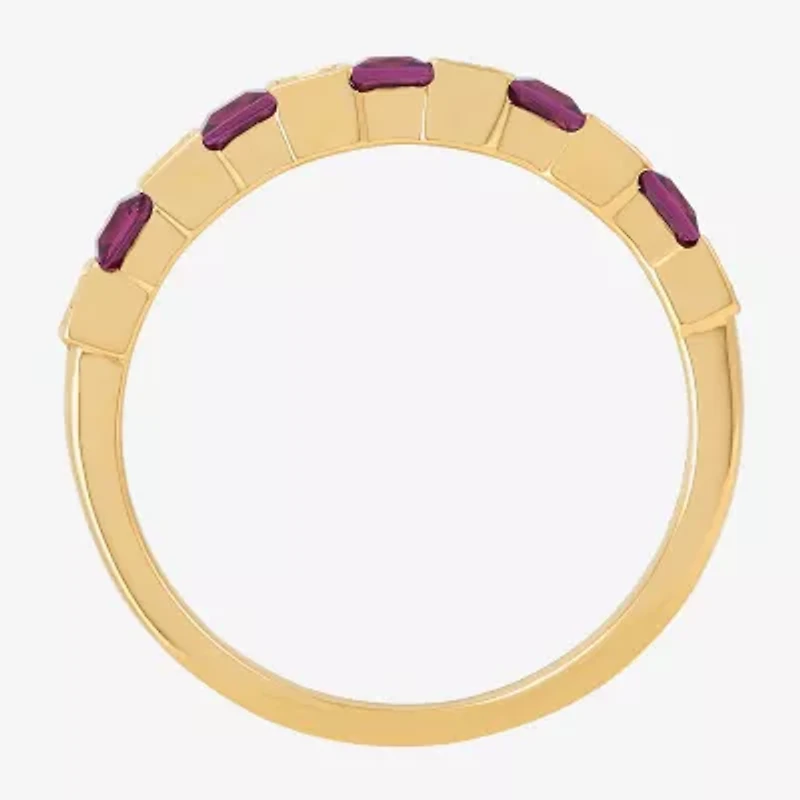 Limited Quantities! Womens 2.5MM Diamond Accent Genuine Red Rhodolite 14K Gold Band