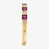 Limited Quantities! Womens 2.5MM Diamond Accent Genuine Red Rhodolite 14K Gold Band