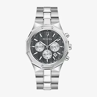 Bulova Prestige Mens Chronograph Silver Tone Stainless Steel Bracelet Watch 96b459