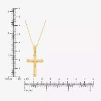 Bonded Brilliance Crucifix Womens 14K Gold Bonded With Sterling Silver Cross 18 Inch Pendant Necklace