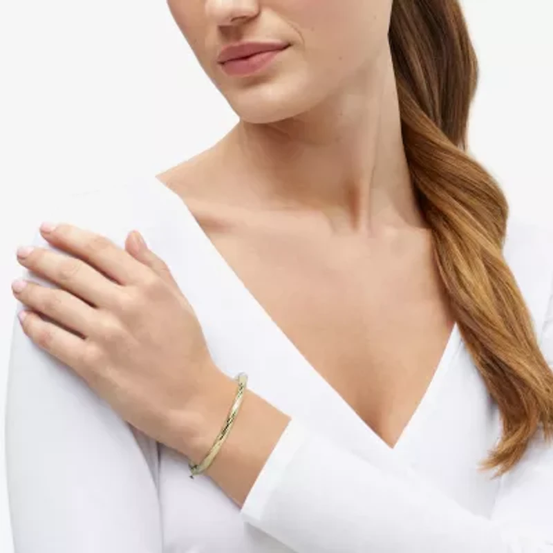 Bonded Brilliance Womens 14K Gold Bonded With Sterling Silver Bangle Bracelet