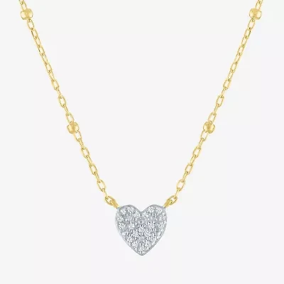 Yes, Please! Womens Diamond Accent Lab Grown White Diamond Sterling Silver Heart 16 Inch Pendant Necklace
