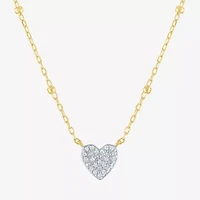 Yes, Please! Womens Diamond Accent Lab Grown White Diamond Sterling Silver Heart 16 Inch Pendant Necklace