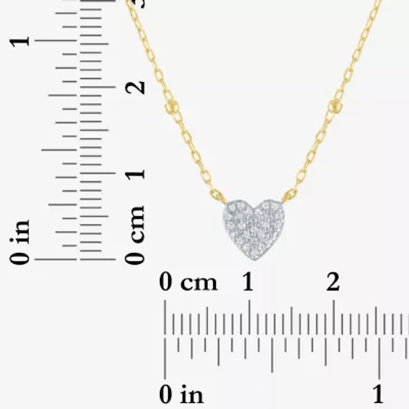 Yes, Please! Womens Diamond Accent Lab Grown White Diamond Sterling Silver Heart 16 Inch Pendant Necklace
