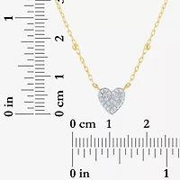 Yes, Please! Womens Diamond Accent Lab Grown White Diamond Sterling Silver Heart 16 Inch Pendant Necklace