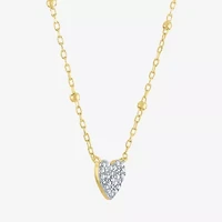 Yes, Please! Womens Diamond Accent Lab Grown White Diamond Sterling Silver Heart 16 Inch Pendant Necklace