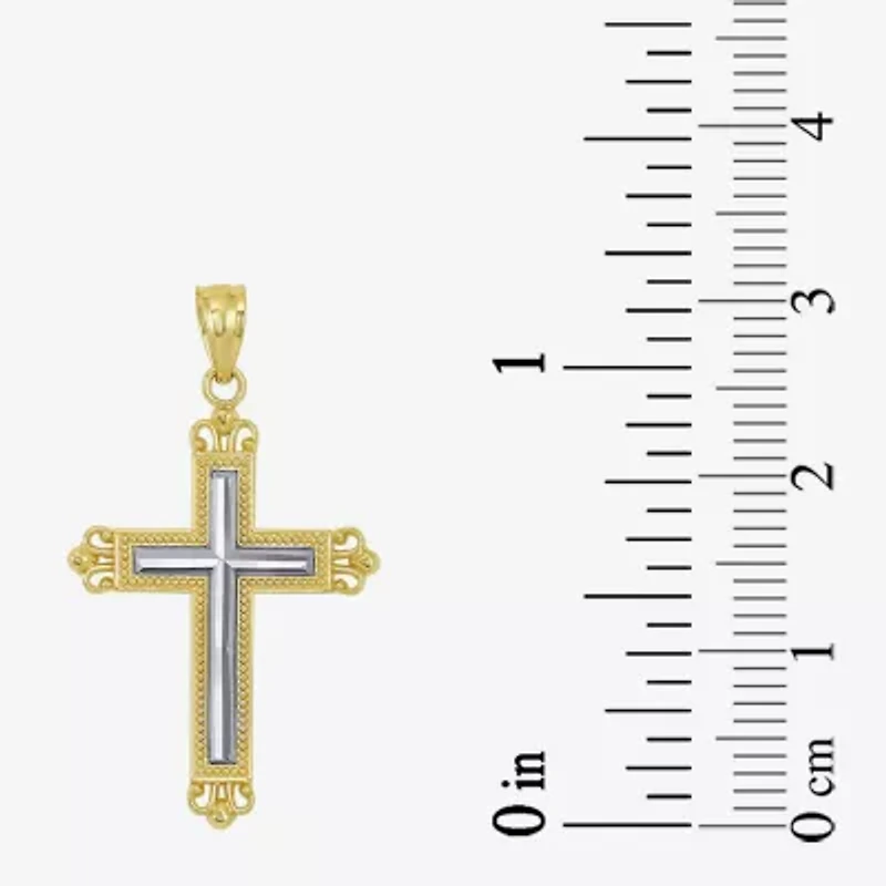 Cross Unisex Adult 10K Two Tone Gold Cross Pendant