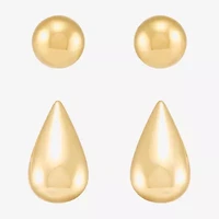 Silver Addiction Womens 14K Gold Over Silver 2 Pair Earring Set