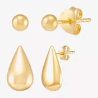 Silver Addiction Womens 14K Gold Over Silver 2 Pair Earring Set