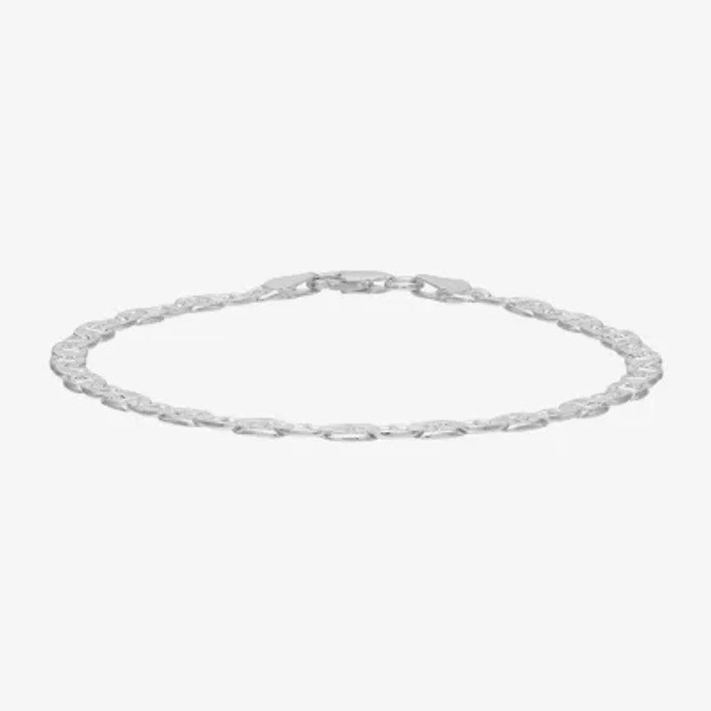 Made in Italy Womens Sterling Silver Inch Solid Chain Bracelet