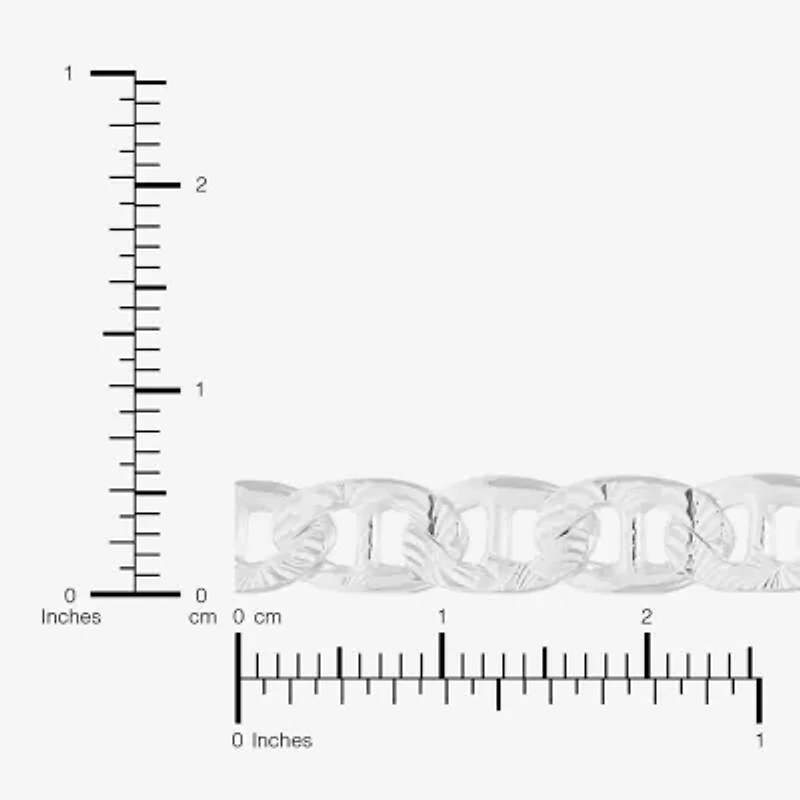 Made in Italy Womens Sterling Silver Inch Solid Chain Bracelet