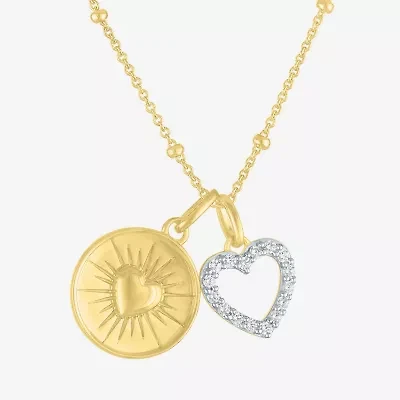 G-H / Si2-I1) Womens 1/ CT. T.W. Lab Grown White Diamond 14K Gold Over Silver Heart Inch Pendant Necklace