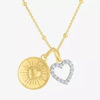 G-H / Si2-I1) Womens 1/ CT. T.W. Lab Grown White Diamond 14K Gold Over Silver Heart Inch Pendant Necklace