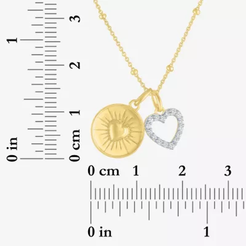 G-H / Si2-I1) Womens 1/ CT. T.W. Lab Grown White Diamond 14K Gold Over Silver Heart Inch Pendant Necklace