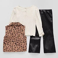 Little Lass Cheetah Bow Toddler Girls 3-pc. Pant Set