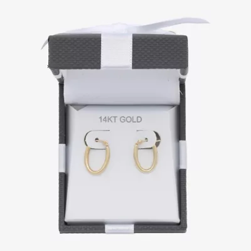 Womens 14K Gold 15.5mm Oval Hoop Earrings