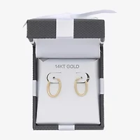 Womens 14K Gold 15.5mm Oval Hoop Earrings