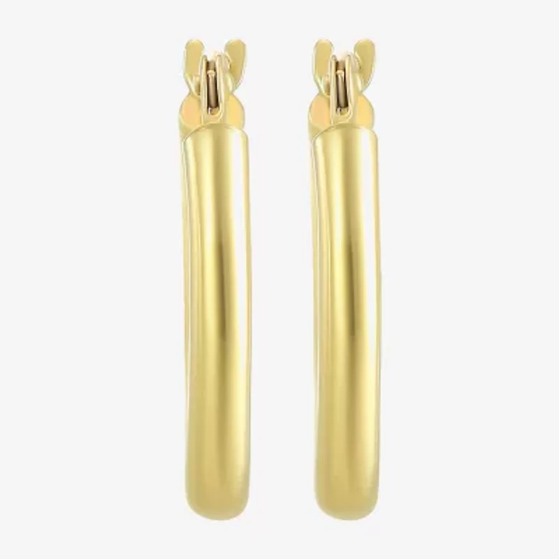 Womens 14K Gold 15.5mm Oval Hoop Earrings