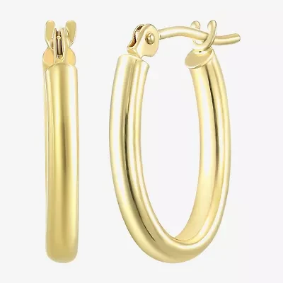 Womens 14K Gold 15.5mm Oval Hoop Earrings