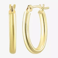 Womens 14K Gold 15.5mm Oval Hoop Earrings