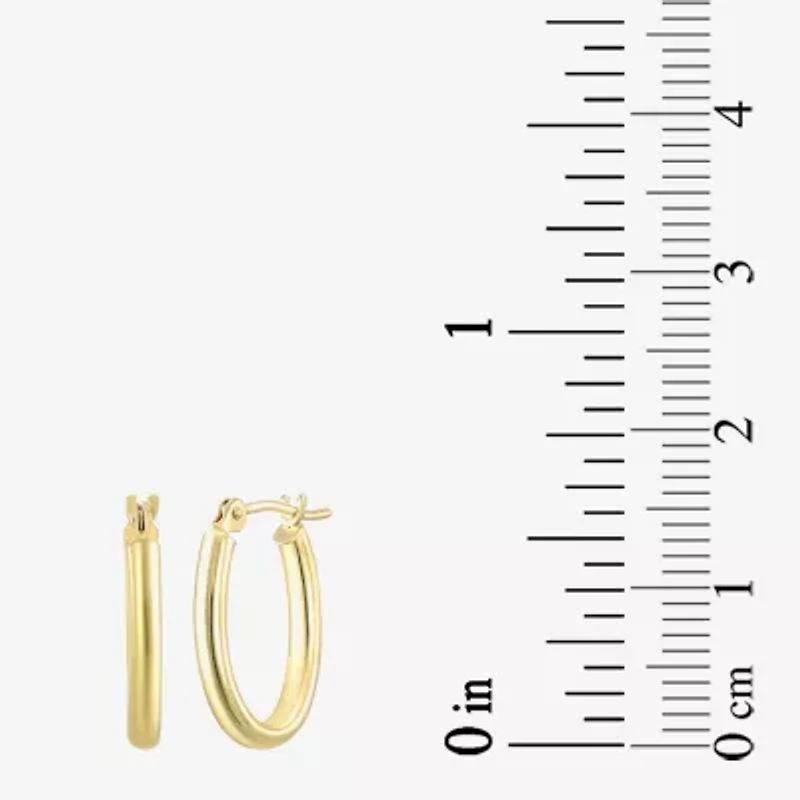 Womens 14K Gold 15.5mm Oval Hoop Earrings