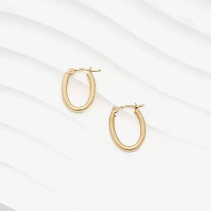 Womens 14K Gold 15.5mm Oval Hoop Earrings