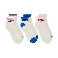 Nike Everyday Plus Throwback Unisex Adult Breathable Multi-Pack 3 Pair Quarter Ankle Socks