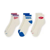 Nike Everyday Plus Throwback Unisex Adult Breathable Multi-Pack 3 Pair Quarter Ankle Socks