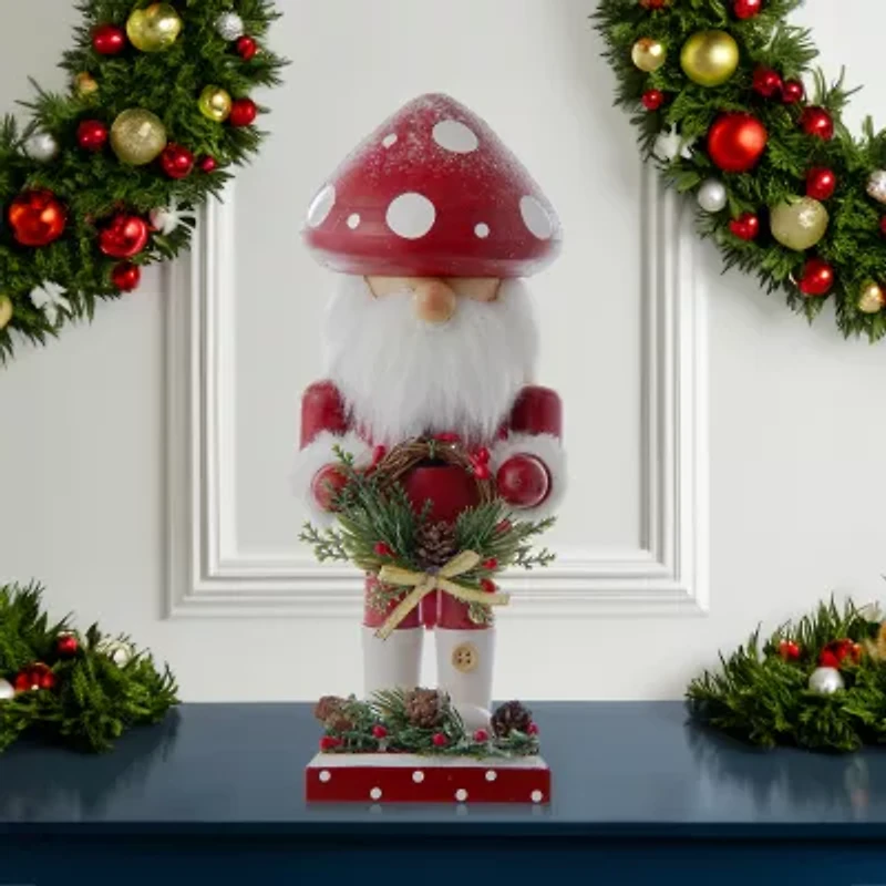 Kurt Adler 9" Wooden Mushroom Santa Christmas Nutcracker