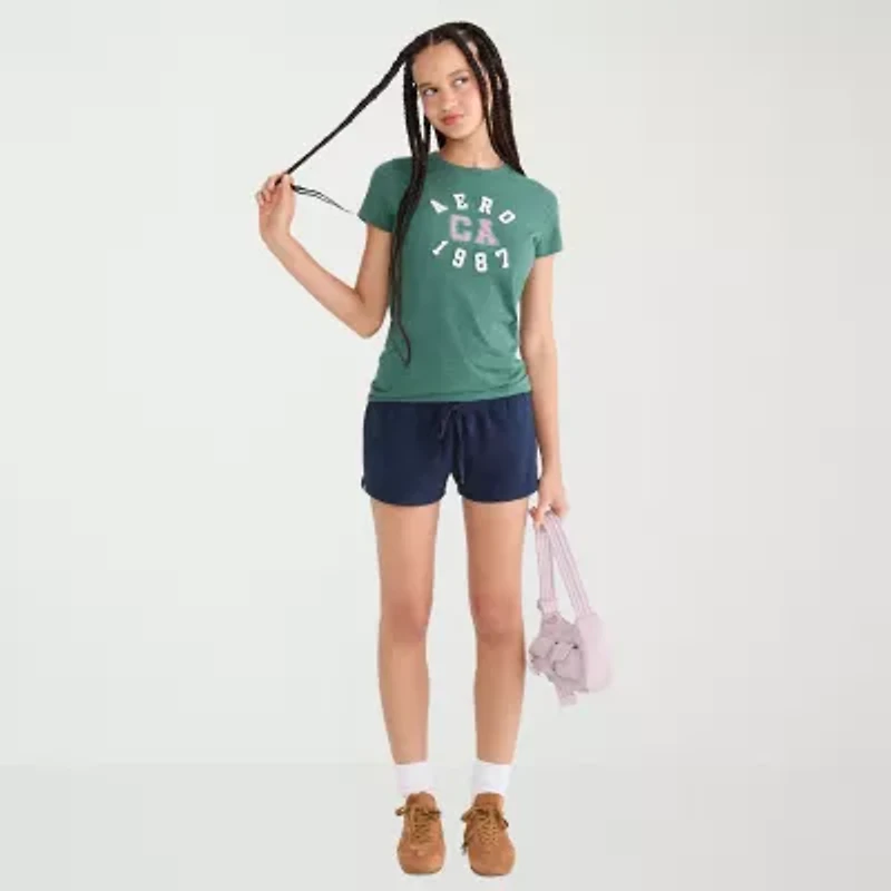 AEROPOSTALE Womens Juniors Crew Neck Short Sleeve Regular Fit Graphic T-Shirt