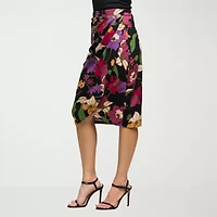 24seven Comfort Apparel Womens Mid Rise Stretch Fabric Pencil Skirt