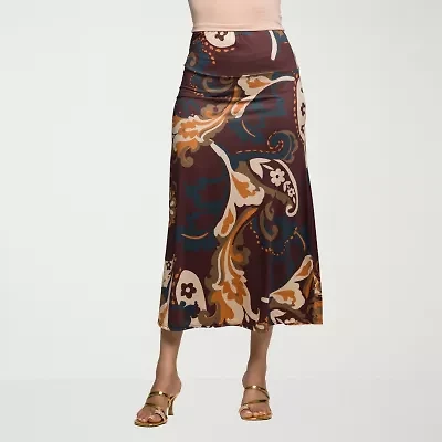 24seven Comfort Apparel Womens Mid Rise Stretch Fabric Maxi Skirt