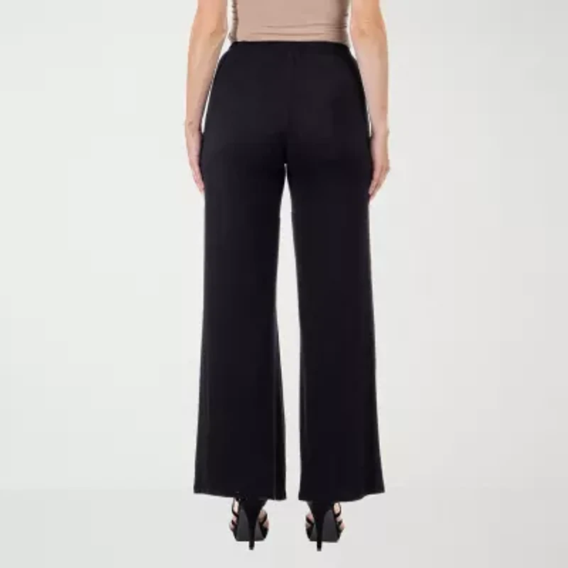 24seven Comfort Apparel Womens Mid Rise Wide Leg Palazzo Pant