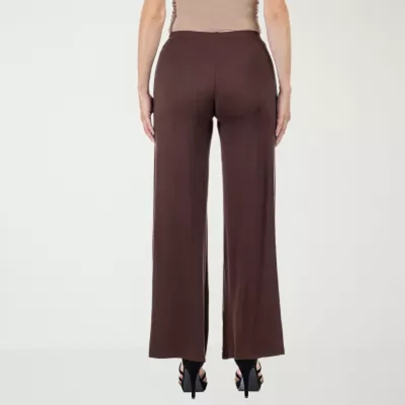 24seven Comfort Apparel Womens Mid Rise Wide Leg Palazzo Pant