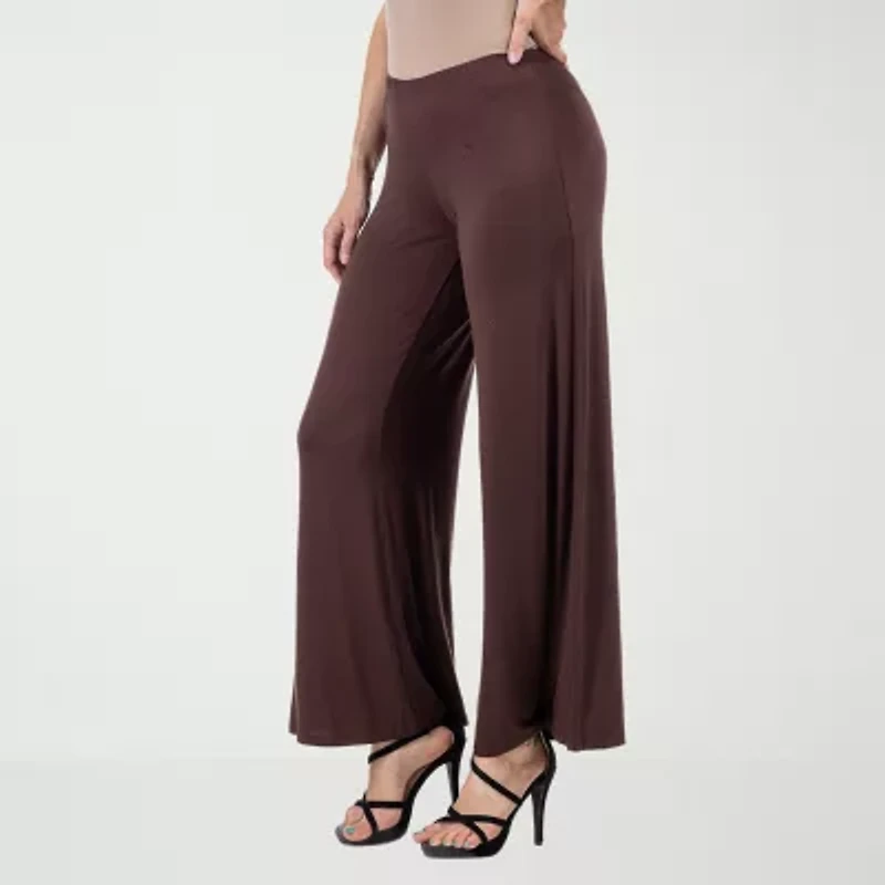 24seven Comfort Apparel Womens Mid Rise Wide Leg Palazzo Pant
